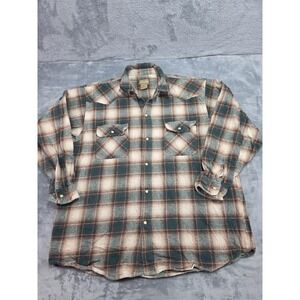 Schmidt Workwear Pearl Snap Button Down Plaid Flannel Mens Size 3X Tan & Green